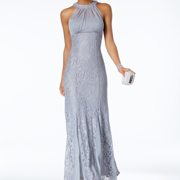 nightway lace halter gown